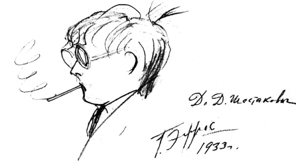 Dmitrij Schostakowitsch, Karikatur von 1933 | Bild: Lothar Seehaus: "Dmitrij Schostakowitsch. Leben und Werk", Wilhelmshaven 1986