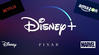 Disney-logo, Netflix-Logo, Amazon-Logo | Bild: Disney/picture alliance/empics/Illustration: BR