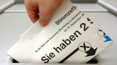 Stimmzettel wird in Wahlurne gesteckt | Bild: picture-alliance/dpa