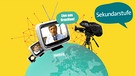 Fernseher mit Auslandkorrespondenten auf einer Weltkugel | Bild: colourbox.com; Montage: BR