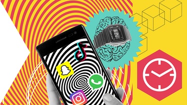 Handy mit Social-Media-Icons mit Auge und Gehirn | Bild: Montage: BR