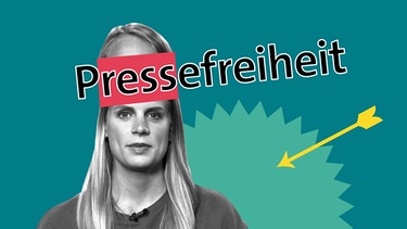Svenja Kellershohn mit Schriftzug "Pressefreiheit" | Bild: BR
