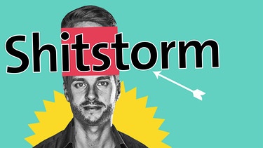 Mirko Drotschmann mit Schriftzug "Shitstorm" | Bild: BR