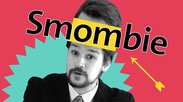 Sandro Kirtzel mit Schriftzug "Smombie" | Bild: BR