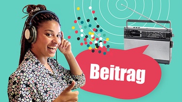 how to RADIO -  Collage: Radiogerät, so geht MEDIEN-Moderatorin Koku Musebeni und Schriftzug Beitrag | Bild: BR