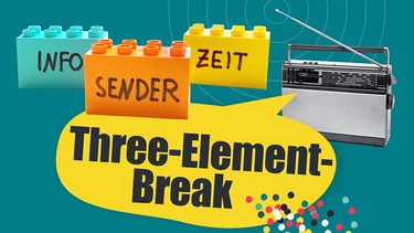 how to RADIO -  Collage: Radiogerät, drei beschriftete Legosteine, Schriftzug Three-Element-Break | Bild: BR