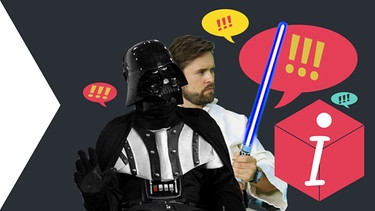 Darth Vader und Obi-Wan Kenobi mit Sprechblasen | Bild: Montage: BR