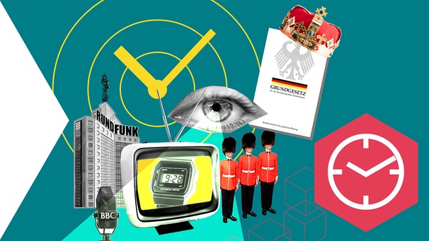 Collage aus Fernseher, Auge, Royal Guards, GG, Krone und Sendewellen | Bild: colourbox.com, picture-allicance/dpa; Montage: BR