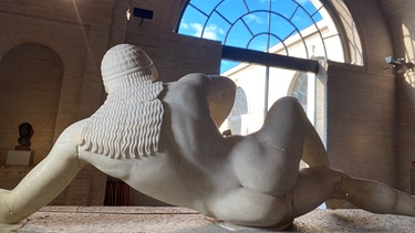 Der trainierte Körper einer Statue von hinten in der Glyptothek in München. | Bild: BR/Elisabeth Möst