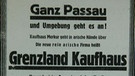 Passau: Jüdisches Kaufhaus "Merkur" zu "Grenzland-Kaufhaus" "arisiert" | Bild: Stadtarchiv Passau