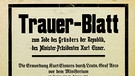 Trauerblatt zu Kurt Eisners Ermordung | Bild: Monacensia, Literaturarchiv und Bibliothek, München