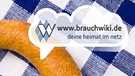 Breze mit einer Gedankenwolke, auf der das brauchwiki-Logo steht | Bild: colourbox.com; Logo brauchwiki.de