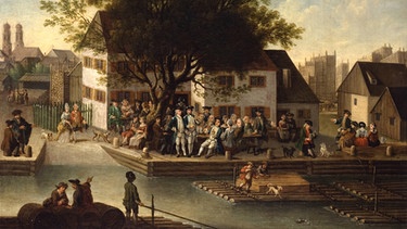 Joseph Stephan: "Die Münchner Flößerwirtschaft Zum Grünen Baum" (1767) | Bild: Münchner Stadtmuseum, Sammlung Graphik / Plakat / Gemälde, Inv.-Nr. Gm 36/798