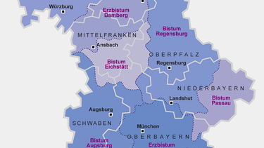 Karte: Diözesen/Bistümer in Bayern | Bild: BR