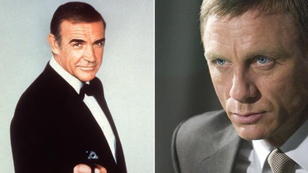 Sean Connery und Daniel Craig als James Bond | Bild: picture-alliance/dpa, Sony Pictures