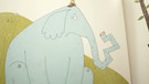 Kinderbuchzeichnung eines blauen Elefanten | Bild: Verlag Antje Kunstmann