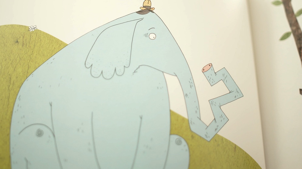 Kinderbuchzeichnung eines blauen Elefanten | Bild: Verlag Antje Kunstmann