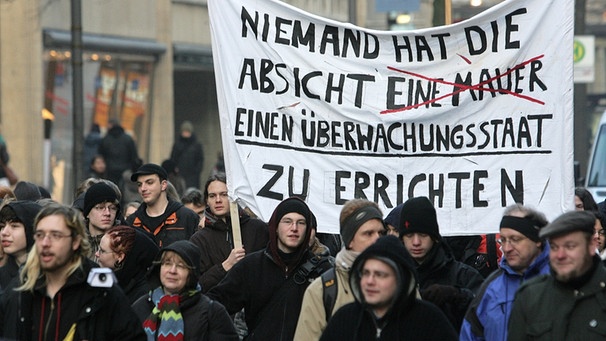 Protest gegen Vorratsdatenspeicherung in Hamburg am 31.12.2008 | Bild: picture-alliance/dpa