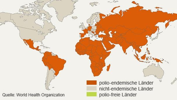 Infografik: Erfolge der WHO gegen Polio, 1988 | Bild: BR
