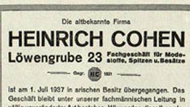 "Arisierung": Cohen-Geschäft geht an Stiehler | Bild: Abbildung in "Jüdisches Leben in München - Lesebuch zur Geschichte des Münchner Alltags