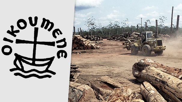 Symbolbild: Symbol für Ökumene, im Hintergrund Abgeholzte Gebiete des Amazonas | Bild: picture-alliance/dpa, Montage: BR