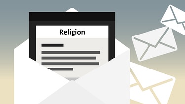 Ein Briefumschlag aus dem Tablet herausschaut. | Bild: BR/ Religion und Orientierung