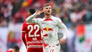 Leipzigs Spieler Timo Werner jubelt nach einem Tor gegen den FC Augsburg | Bild: dpa-Bildfunk/Jan Woitas