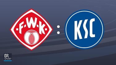 Die logos der Vereine Würzburger Kickers und Karlsruher SC | Bild: BR; Montage BR