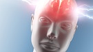 Illustration Brainfreeze, Hirnfrost: Blitze schlagen auf den Kopf ein, die Schmerzen verursachen. | Bild: colourbox.com