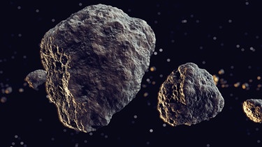 Nahaufnahme eines Meteoroiden. Meteoroiden sind Bruchstücke eines Asteroiden. Kommen Asteroiden der Erde zu nahe, könnten sie uns gefährlich werden. | Bild: stock.adobe.com/Dabarti