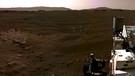 Ausschnitt der ersten Panoramaaufnahme von Perseverance auf dem Mars. Der NASA-Rover ist im Jerezo-Krater gelandet, um Bodenmaterial des Mars zu untersuchen. | Bild: NASA/JPL-Caltech/MSSS/ASU