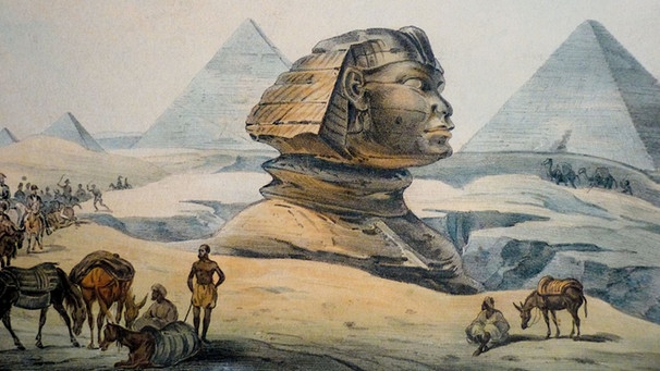 Die Pyramiden von Gizeh, zu denen Herzog  Maximilian in Bayern reiste; eine Lithographie von Heinrich von Mayr, 1838 | Bild: BR/Bernhard Graf