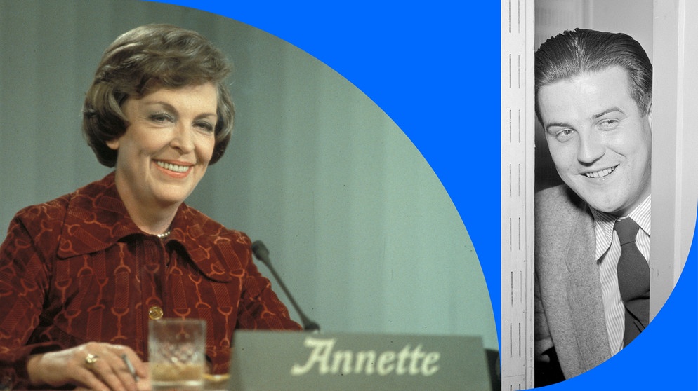 Hall of Fame: Fernsehansagerin Annette von Aretin (li.) und Regisseur Kurt Wilhelm (re.) | Bild: BR/ Historisches Archiv Collage