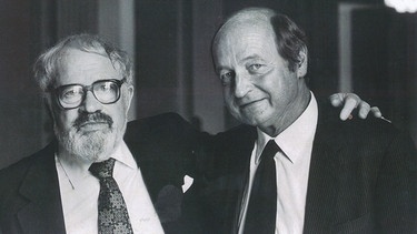 Wolfgang Hildesheimer und Leonhard Reinisch in der Bayerischen Akademie der Schönen Künste, 1982
| Bild: BR/Privat