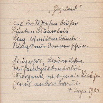 Gedicht 1921 | Bild: BR, Historisches Archiv