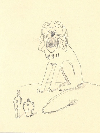 Skizze von Walter von Cube, vorne Christian Wallenreiter, rechts er selbst, 1972 | Bild: BR, Historisches Archiv