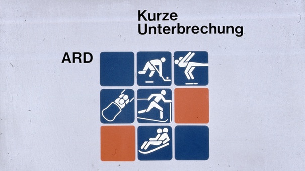 Mehrere Sportsymbole, darüber der Text "Kurze Unterbrechung", daneben "ARD" | Bild: BR/Historisches Archiv