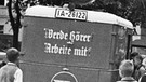 Der Übertragungswagen (Aufschrift "Werde Hörer. Arbeite mit"), ca. 1935. | Bild: BR / Historisches Archiv