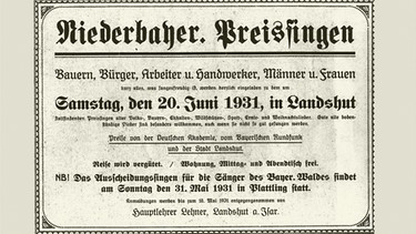 Aufruf zum Niederbayerischen Preissingen 1931 | Bild: Screenshot aus dem Kurier für Niederbayern vom 16.6.1931, LA Stadtarchiv