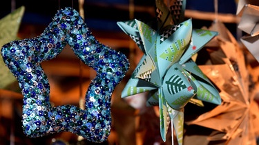 Selber gebastelte Sterne für den Sternenstundenstand auf dem Nürnberger Christkindlesmarkt | Bild: sternstunden.de