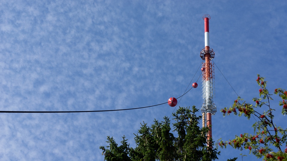 Sender Kreuzberg: Antennenmast mit Pardune  | Bild: BR / Brigitte Heming