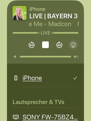 Screenshot IPhone BR Radio App mit laufendem Bayern 3 | Bild: BR/Screenshot IPhone