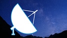 Grafik Uplink Satellit vor Sternenhimmel | Bild: BR/Collage Petra Decker