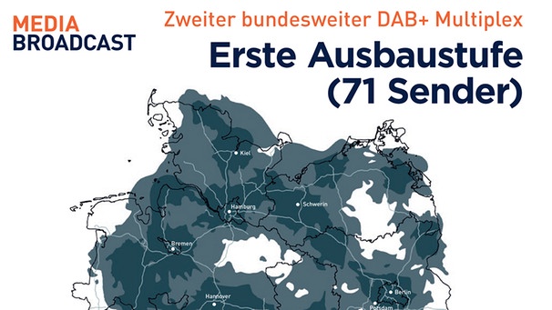 Karte zum zweiten bundesweiten DAB+ Multiplex | Bild: Media Boradcast