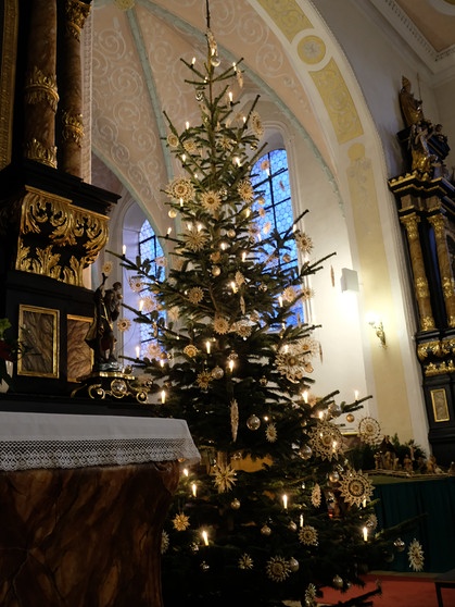 Christbaum in der Pfarrkirche St. Vitus in Gempfing | Bild: Erich Hofgärtner